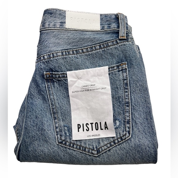 Pistola Cassie Super High Rise Straight Crop Jeans in Blossom Distressed - Picture 6 of 7